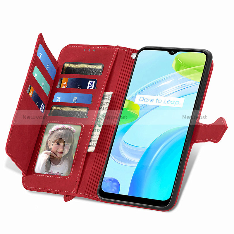 Leather Case Stands Flip Cover Holder S06D for Realme C30s