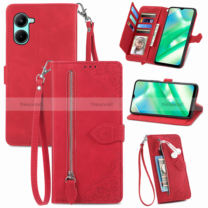 Leather Case Stands Flip Cover Holder S06D for Realme C33