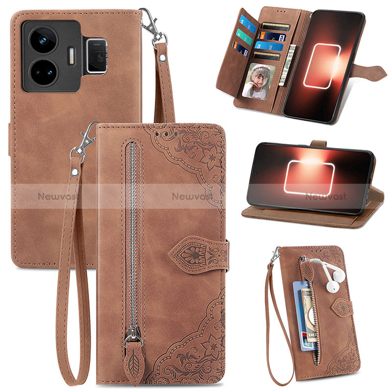 Leather Case Stands Flip Cover Holder S06D for Realme GT3 5G