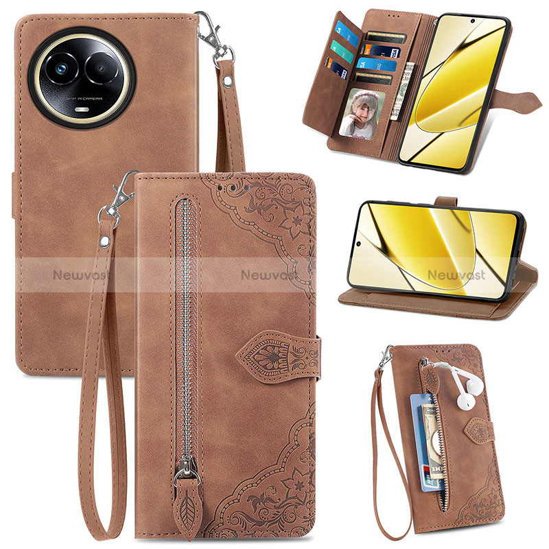 Leather Case Stands Flip Cover Holder S06D for Realme V50s 5G