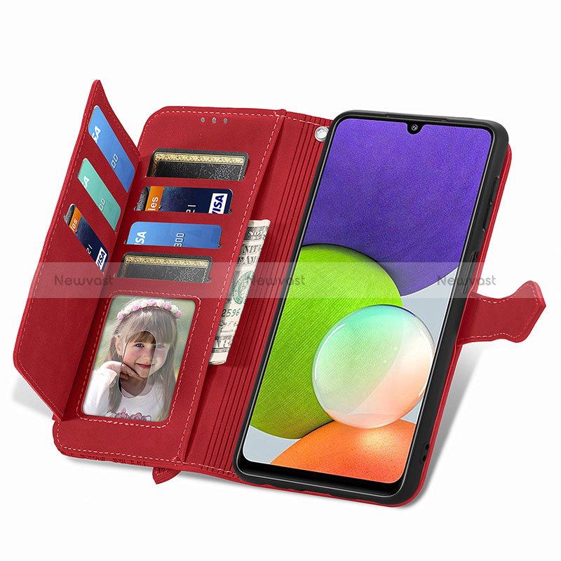 Leather Case Stands Flip Cover Holder S06D for Samsung Galaxy A22 4G