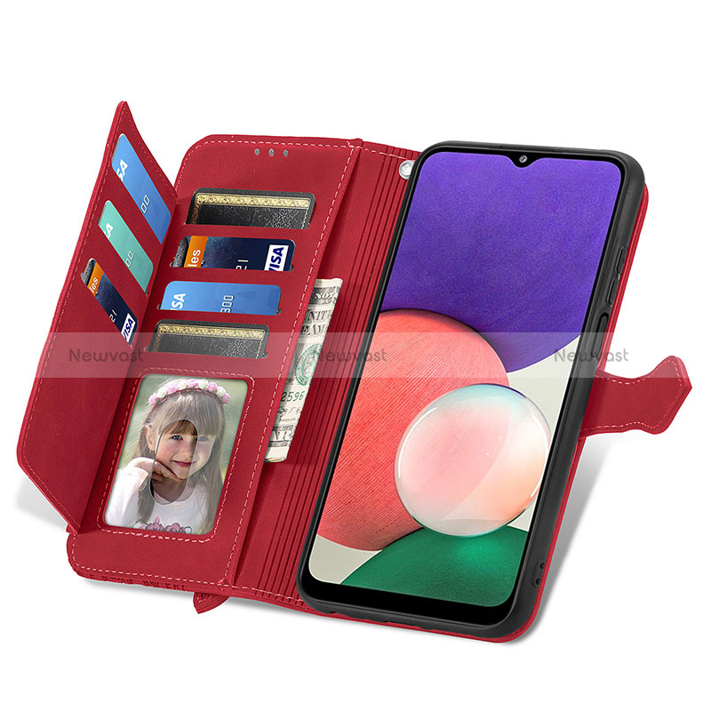 Leather Case Stands Flip Cover Holder S06D for Samsung Galaxy A22 5G