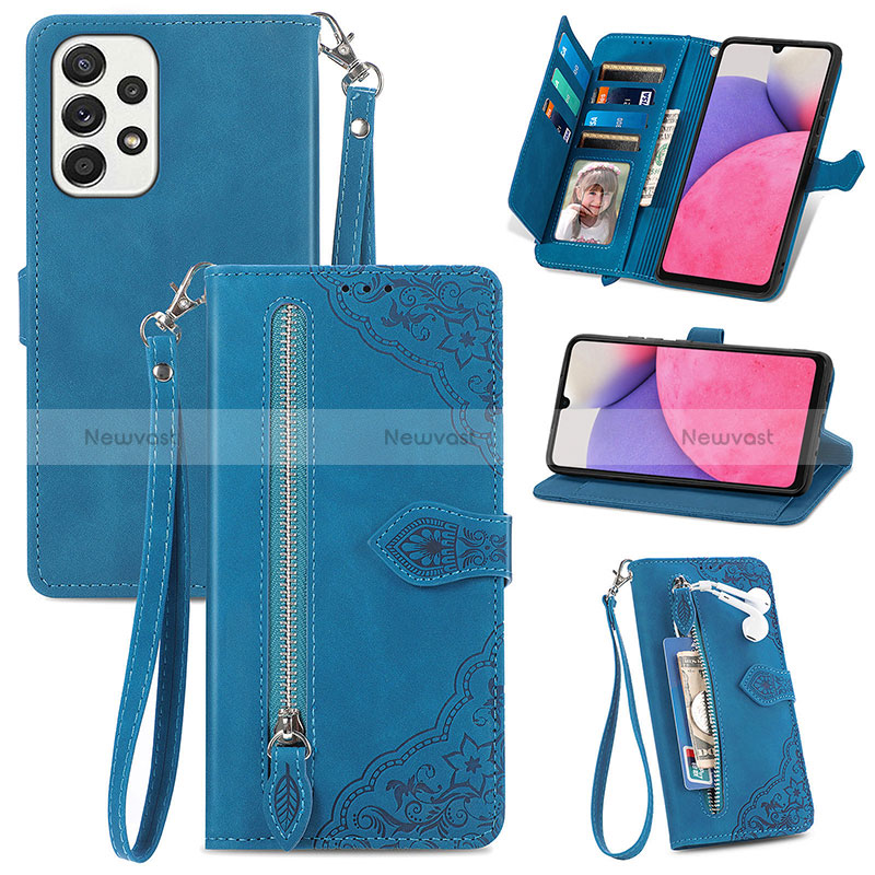 Leather Case Stands Flip Cover Holder S06D for Samsung Galaxy A33 5G