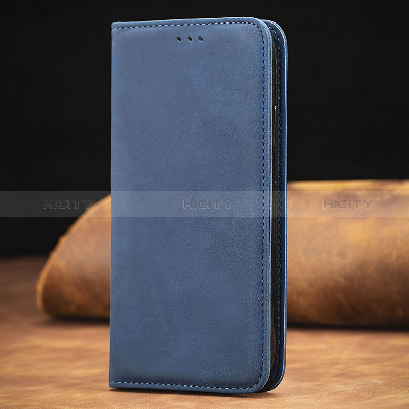 Leather Case Stands Flip Cover Holder S06D for Samsung Galaxy F62 5G Blue