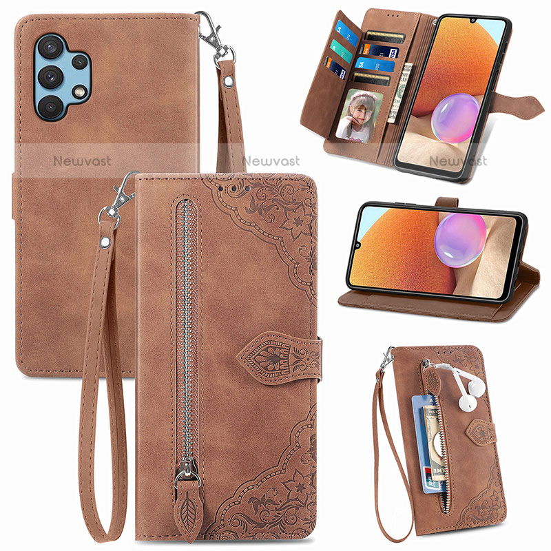 Leather Case Stands Flip Cover Holder S06D for Samsung Galaxy M32 5G