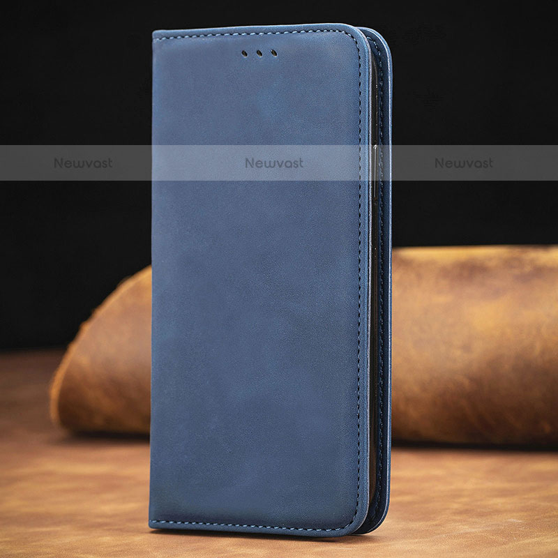 Leather Case Stands Flip Cover Holder S06D for Samsung Galaxy M62 4G Blue