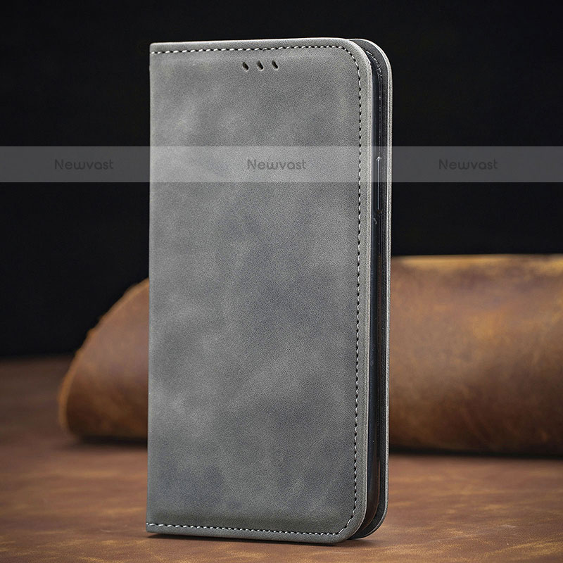 Leather Case Stands Flip Cover Holder S06D for Samsung Galaxy M62 4G Gray