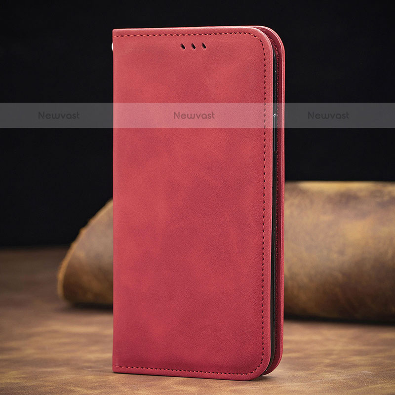 Leather Case Stands Flip Cover Holder S06D for Samsung Galaxy M62 4G Red