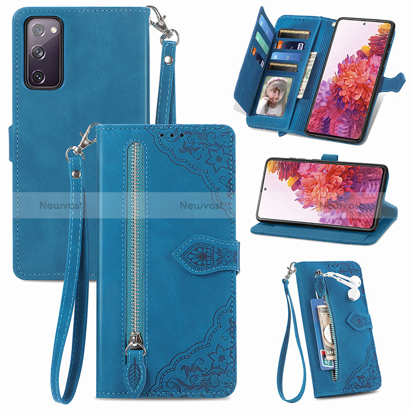 Leather Case Stands Flip Cover Holder S06D for Samsung Galaxy S20 FE 4G