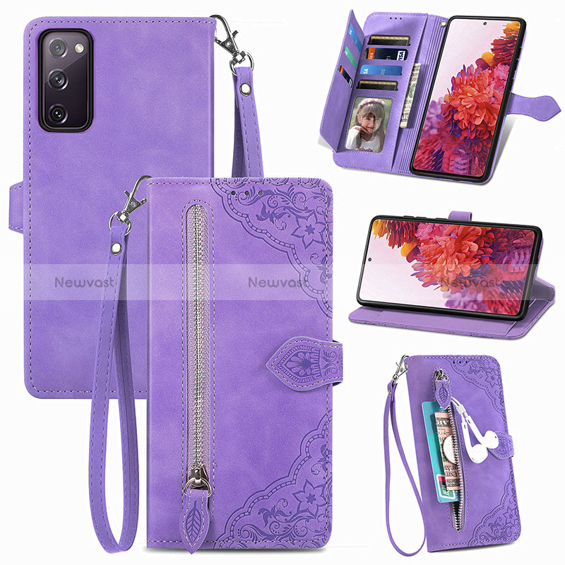 Leather Case Stands Flip Cover Holder S06D for Samsung Galaxy S20 FE 5G