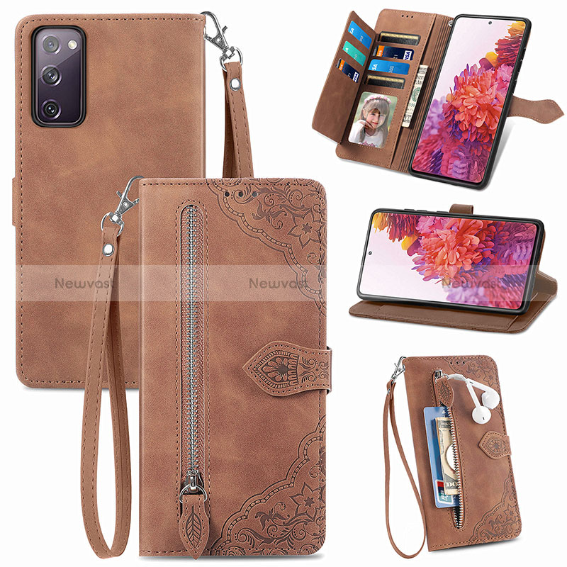 Leather Case Stands Flip Cover Holder S06D for Samsung Galaxy S20 FE 5G