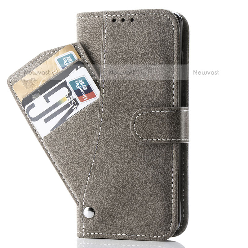 Leather Case Stands Flip Cover Holder S06D for Samsung Galaxy S20 Plus 5G Gray