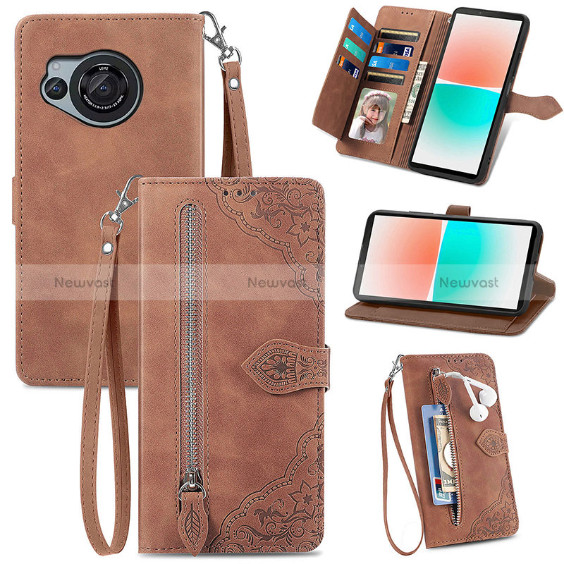 Leather Case Stands Flip Cover Holder S06D for Sharp Aquos R8s