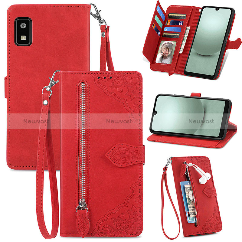 Leather Case Stands Flip Cover Holder S06D for Sharp Aquos wish3