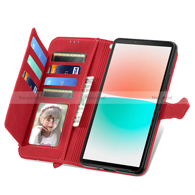 Leather Case Stands Flip Cover Holder S06D for Sony Xperia 10 IV