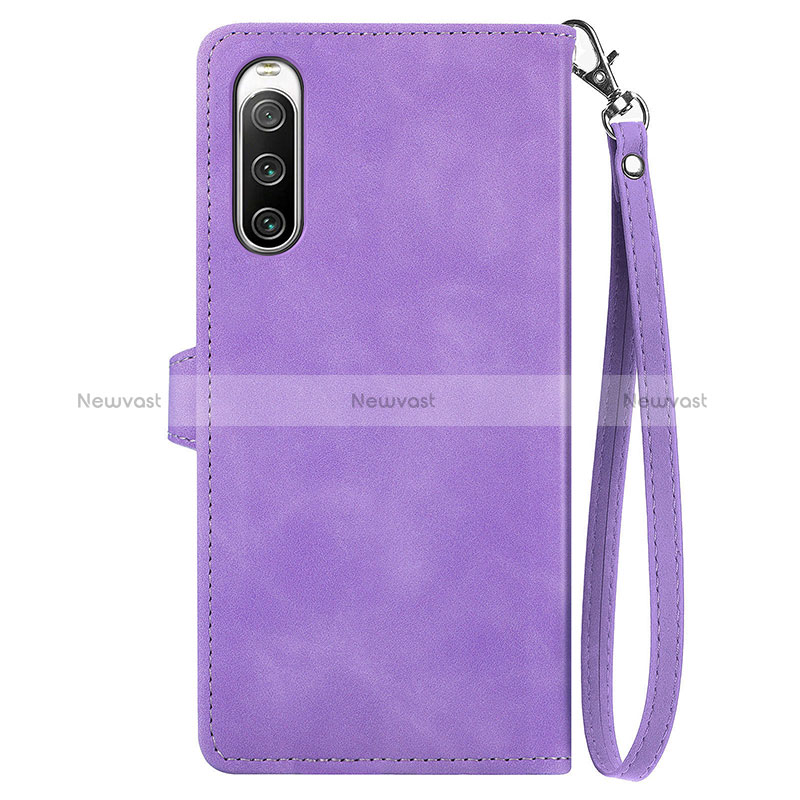 Leather Case Stands Flip Cover Holder S06D for Sony Xperia 10 IV Purple