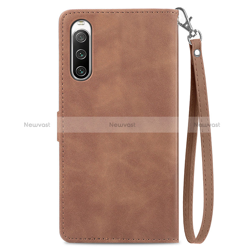 Leather Case Stands Flip Cover Holder S06D for Sony Xperia 10 IV SO-52C Brown