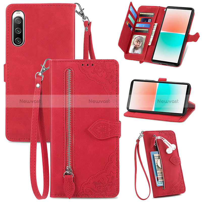 Leather Case Stands Flip Cover Holder S06D for Sony Xperia 10 IV SOG07