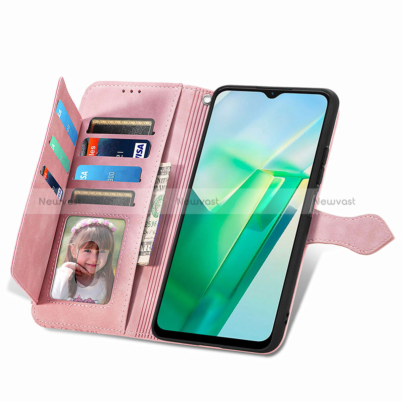 Leather Case Stands Flip Cover Holder S06D for Vivo T2x 5G