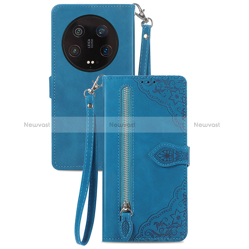 Leather Case Stands Flip Cover Holder S06D for Xiaomi Mi 13 Ultra 5G Blue