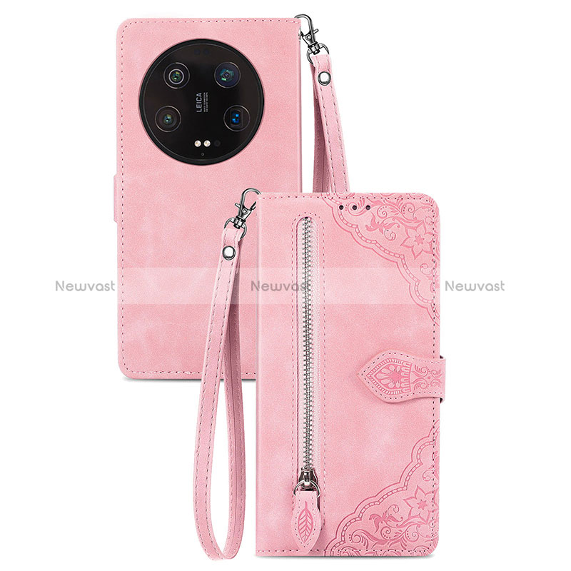 Leather Case Stands Flip Cover Holder S06D for Xiaomi Mi 13 Ultra 5G Pink