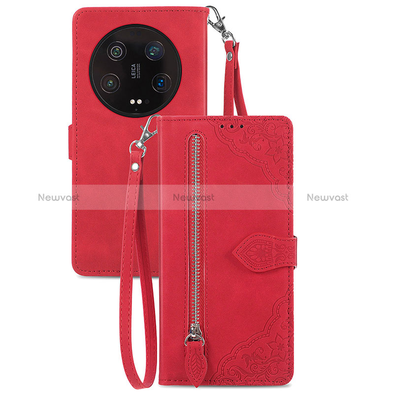 Leather Case Stands Flip Cover Holder S06D for Xiaomi Mi 13 Ultra 5G Red