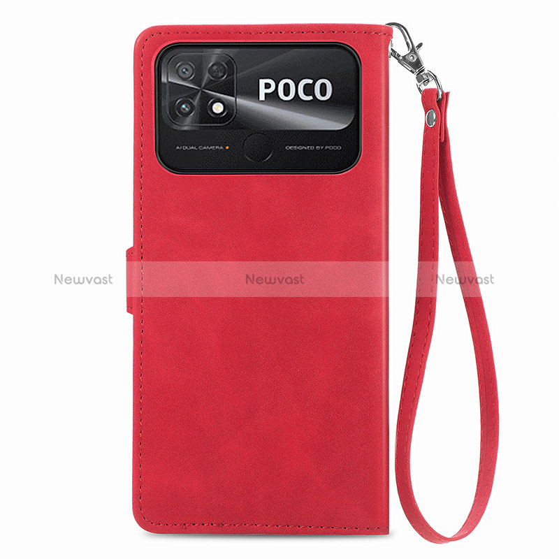 Leather Case Stands Flip Cover Holder S06D for Xiaomi Poco C40