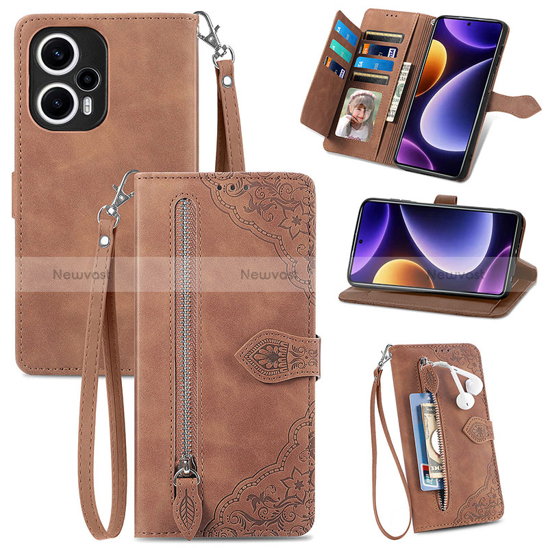 Leather Case Stands Flip Cover Holder S06D for Xiaomi Poco F5 5G