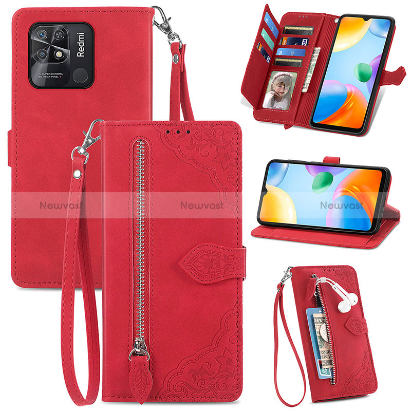 Leather Case Stands Flip Cover Holder S06D for Xiaomi Redmi 10 Power