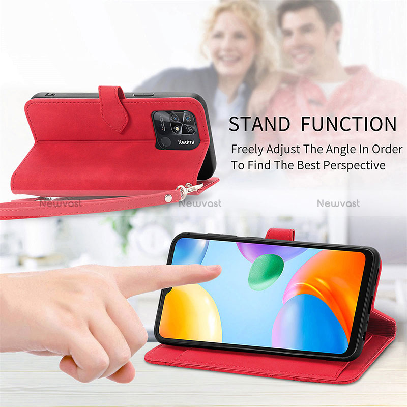 Leather Case Stands Flip Cover Holder S06D for Xiaomi Redmi 10C 4G