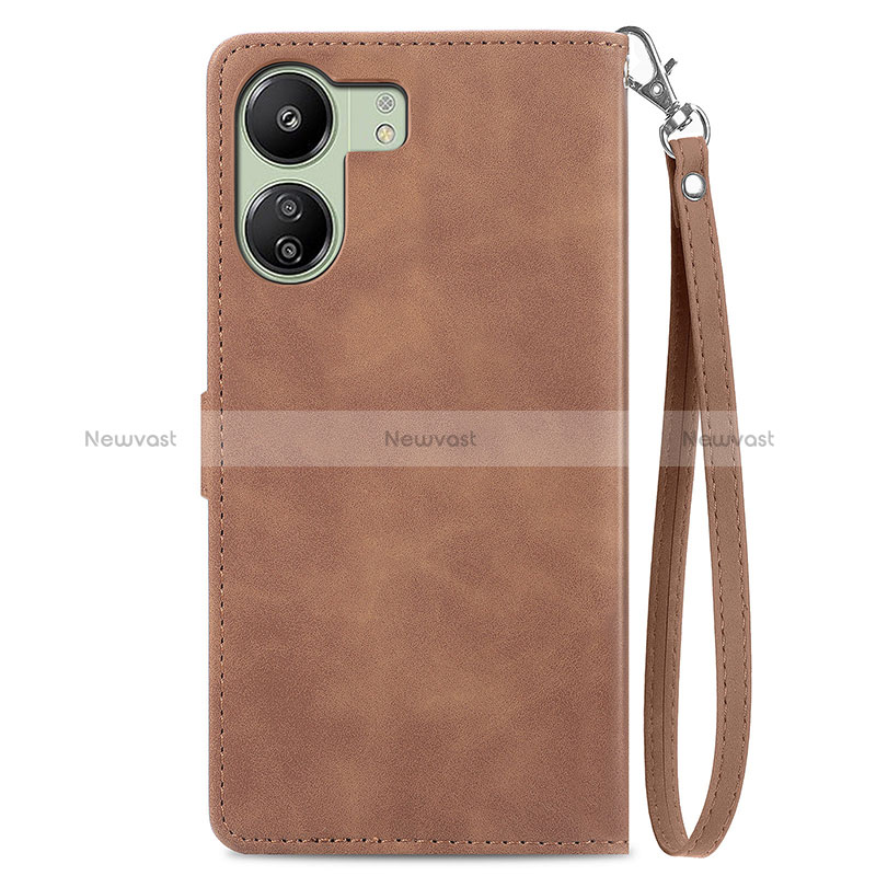 Leather Case Stands Flip Cover Holder S06D for Xiaomi Redmi 13C