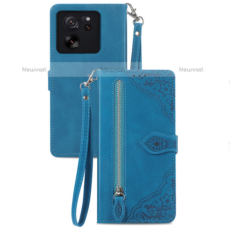 Leather Case Stands Flip Cover Holder S06D for Xiaomi Redmi K60 Ultra 5G Blue