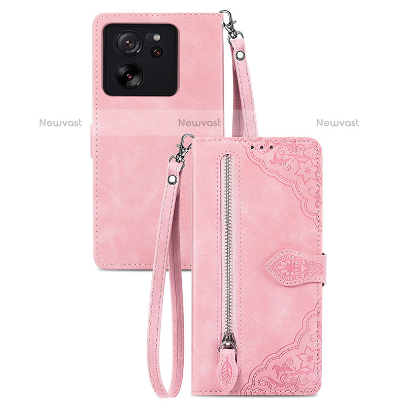 Leather Case Stands Flip Cover Holder S06D for Xiaomi Redmi K60 Ultra 5G Pink