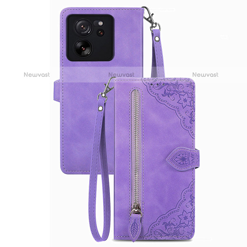 Leather Case Stands Flip Cover Holder S06D for Xiaomi Redmi K60 Ultra 5G Purple