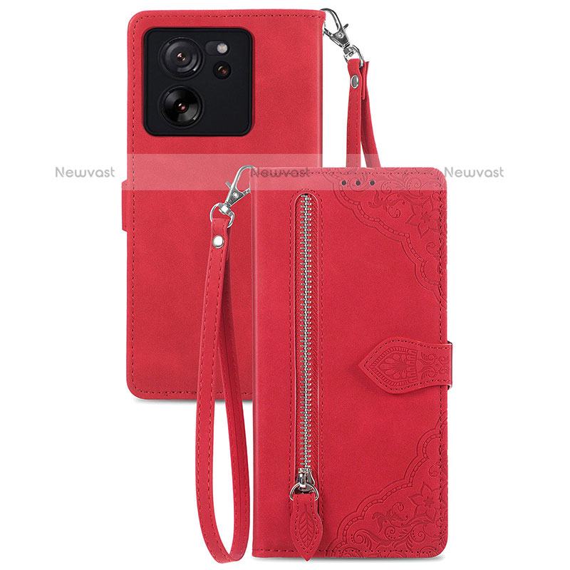 Leather Case Stands Flip Cover Holder S06D for Xiaomi Redmi K60 Ultra 5G Red