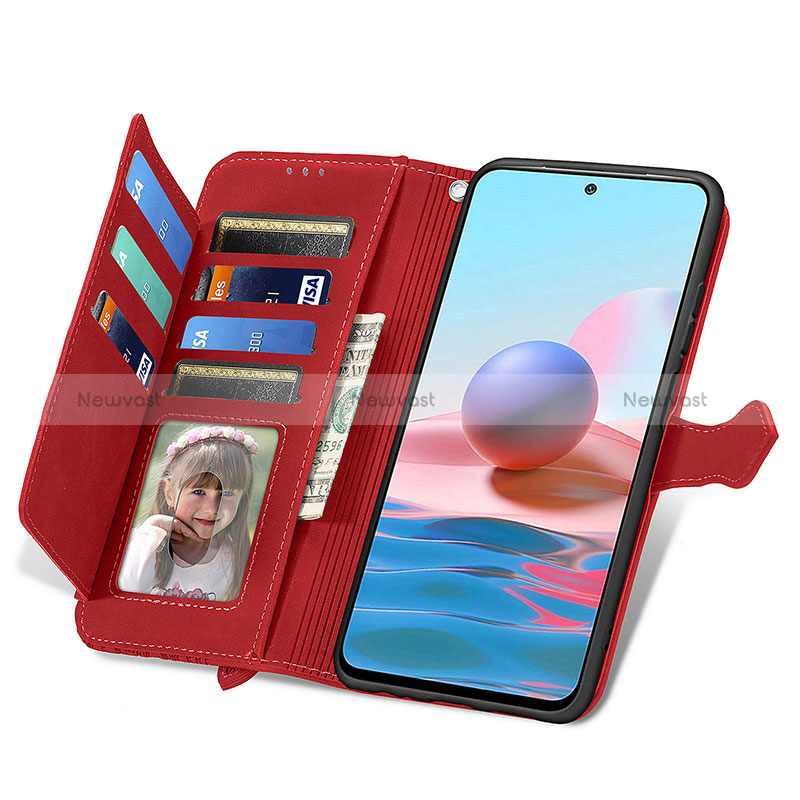 Leather Case Stands Flip Cover Holder S06D for Xiaomi Redmi Note 10 4G