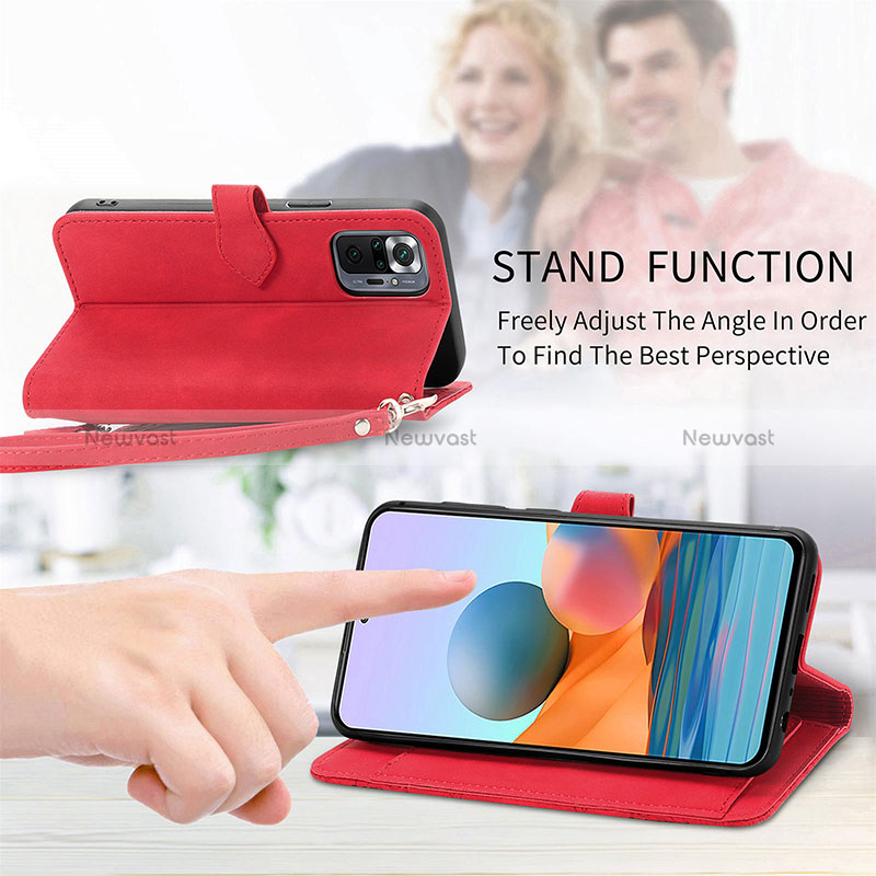 Leather Case Stands Flip Cover Holder S06D for Xiaomi Redmi Note 10 Pro 4G