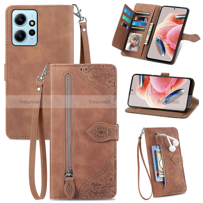 Leather Case Stands Flip Cover Holder S06D for Xiaomi Redmi Note 12 4G