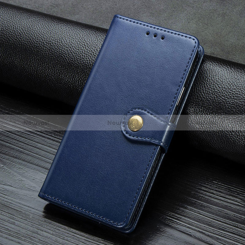 Leather Case Stands Flip Cover Holder S07D for Google Pixel 4 Blue