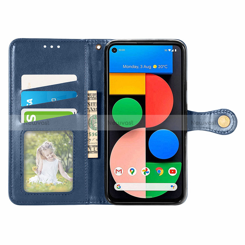 Leather Case Stands Flip Cover Holder S07D for Google Pixel 5a 5G