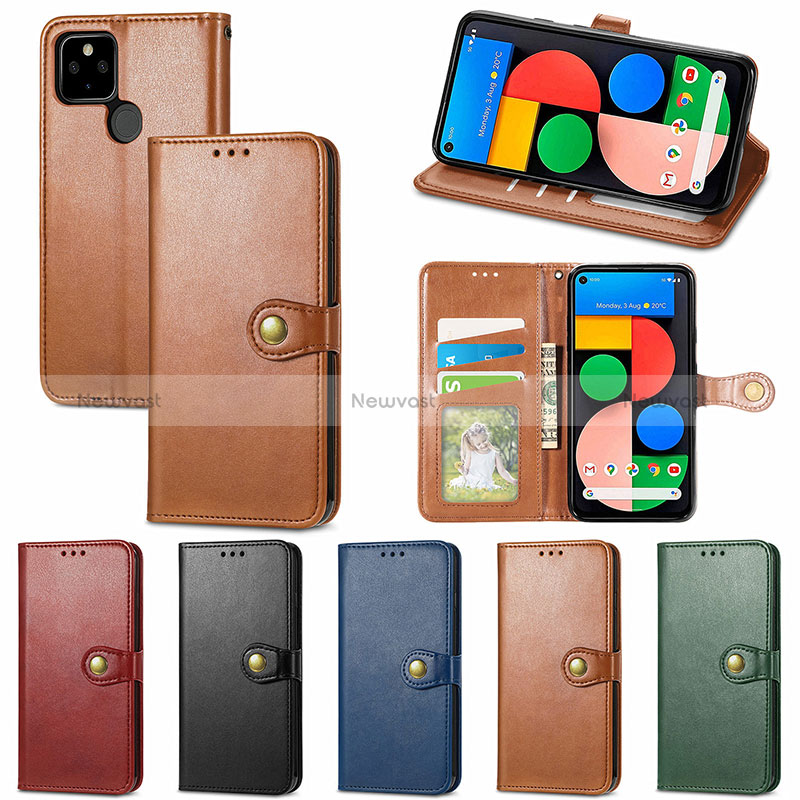 Leather Case Stands Flip Cover Holder S07D for Google Pixel 5a 5G