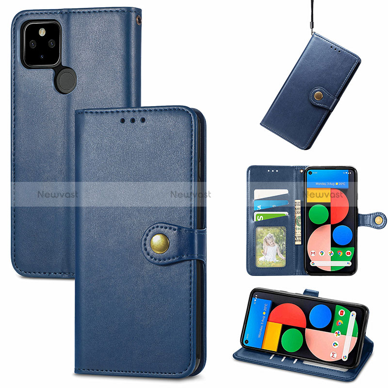 Leather Case Stands Flip Cover Holder S07D for Google Pixel 5a 5G