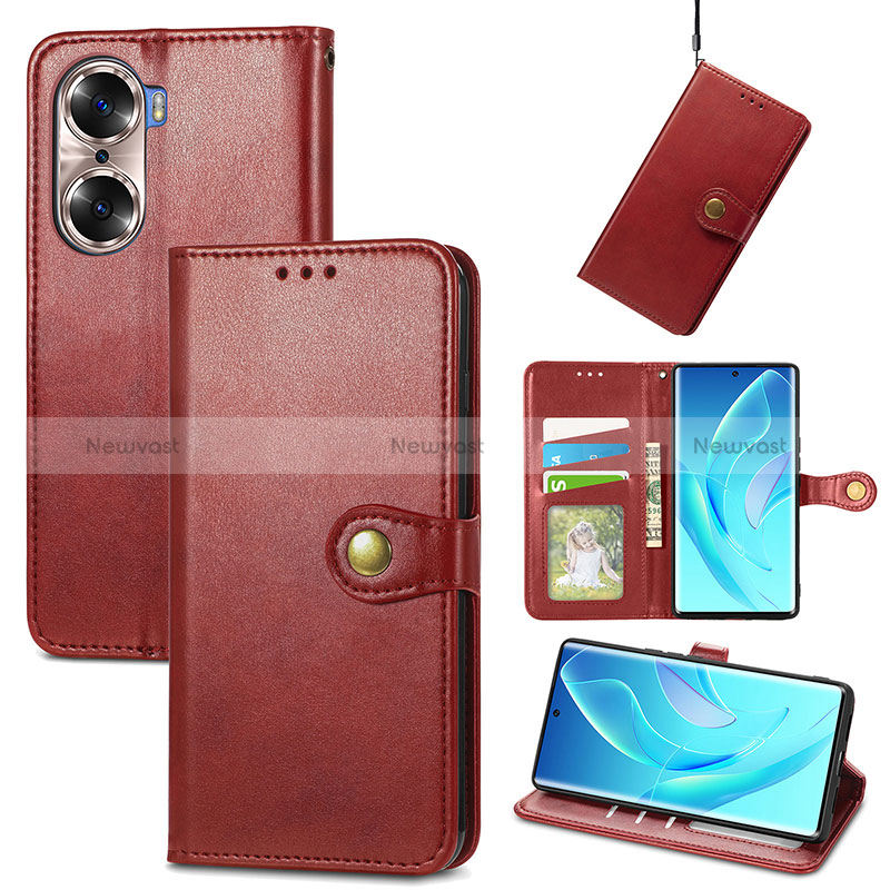 Leather Case Stands Flip Cover Holder S07D for Huawei Honor 60 5G