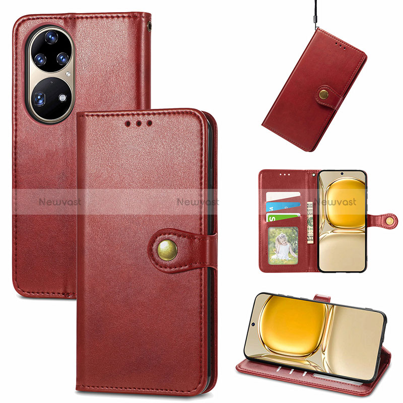 Leather Case Stands Flip Cover Holder S07D for Huawei P50 Pro