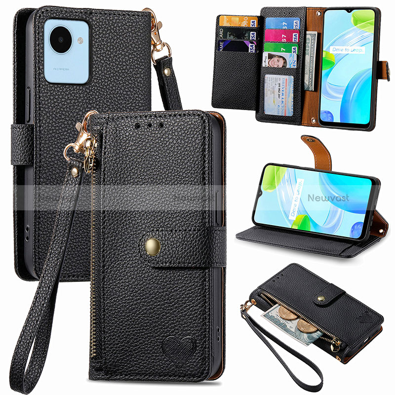 Leather Case Stands Flip Cover Holder S07D for Realme C30