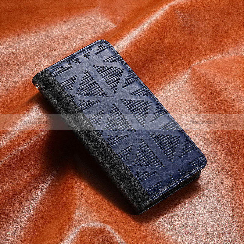 Leather Case Stands Flip Cover Holder S07D for Samsung Galaxy A12 5G Blue