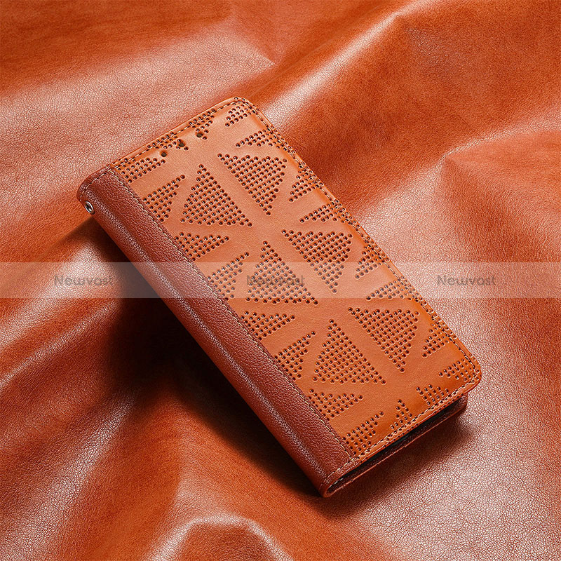 Leather Case Stands Flip Cover Holder S07D for Samsung Galaxy A12 Nacho Brown