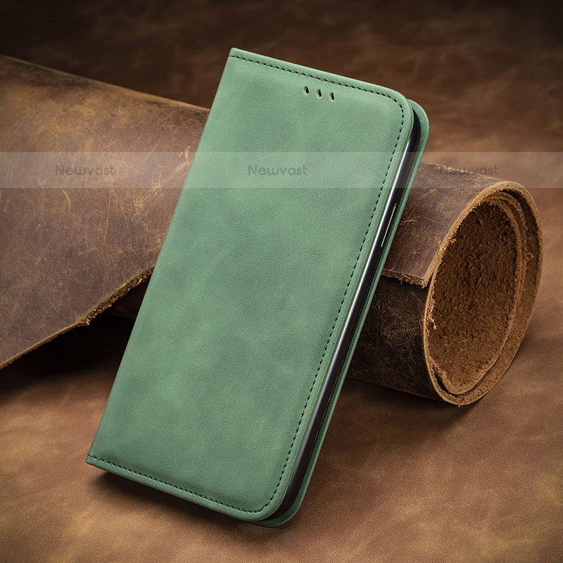 Leather Case Stands Flip Cover Holder S07D for Samsung Galaxy S21 Plus 5G Green