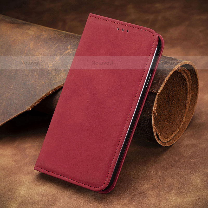 Leather Case Stands Flip Cover Holder S07D for Samsung Galaxy S21 Plus 5G Red