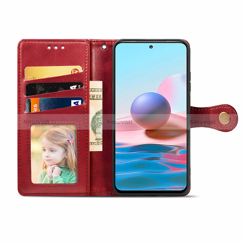 Leather Case Stands Flip Cover Holder S07D for Xiaomi Redmi Note 10 5G